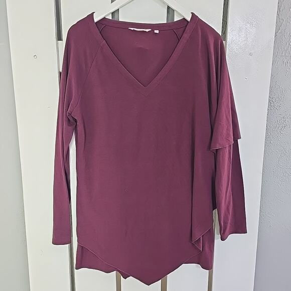 Soft Surroundings Madeline Tunic Top Medium Asymmetric Overlay Purple Wine - Picture 2 of 9